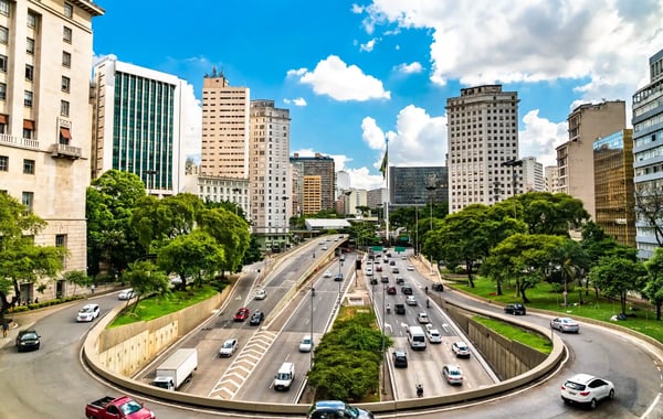 streets in downtown sao paulo brazil