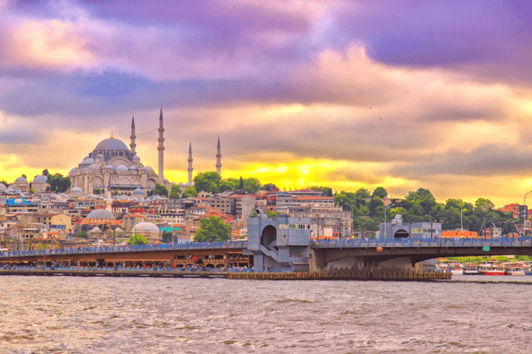 suleymaniye mosque view from halic at cloudy day yellow effect applied turkey 