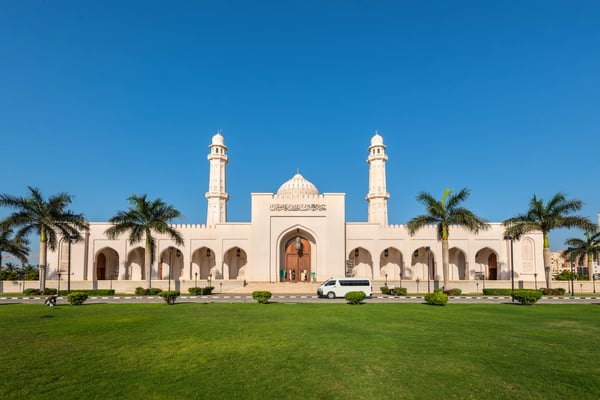 sultan qaboos mosque towers over the salalah city center salalah oman