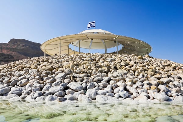 sun canopies on the beaches of the dead sea in israel