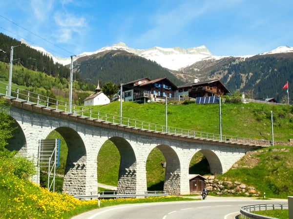 surselva switzerland bridge of the rhaetian railway in the surselva valley the deck 