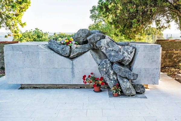 symbolic statue in cemetery groznjan istria croatia memorial symbol travel destination