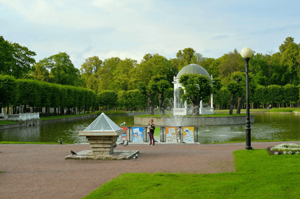 tallinn estonia kadriorg park the solar clock and pond with the fountain
