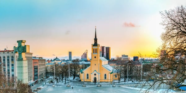 tallinn estonia panorama of church of st john jaani kirik at