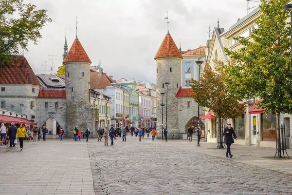 tallinn estonia twin towers of viru gate in the old town of tallinn estonia 
