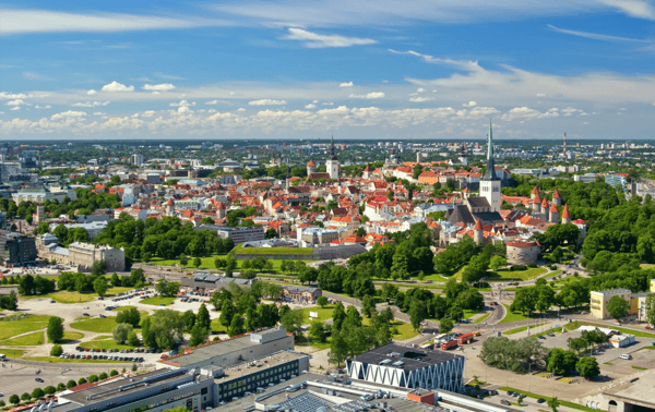 tallinn old city from the air estonia