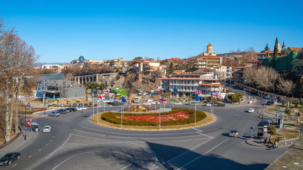 tbilisi georgia view of georgian capital of tbilisi old town architecture and modern 