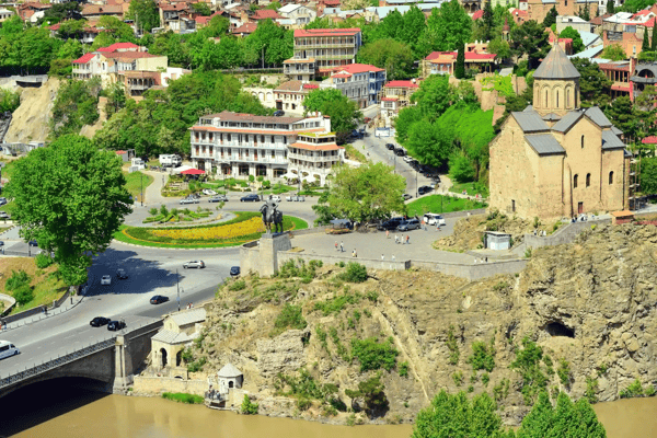 the historic center of tbilisi georgia country panorama of the city summer view