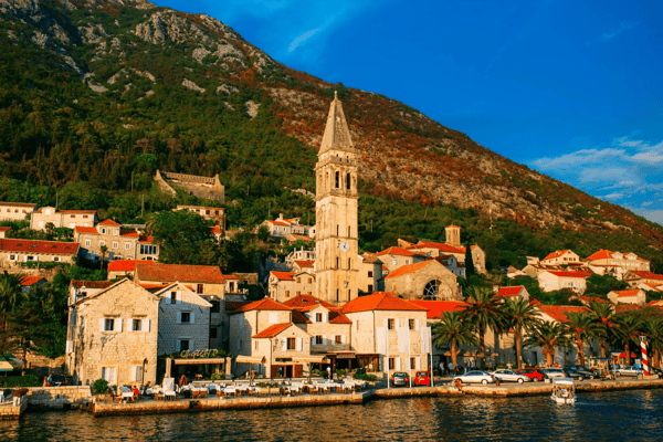 the old fishing town of perast on the shore of kotor bay in montenegro