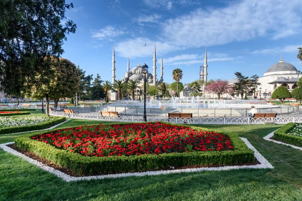 the sehzade mosque garden view in istanbul istanbul is populer tourist destination in the turkey 