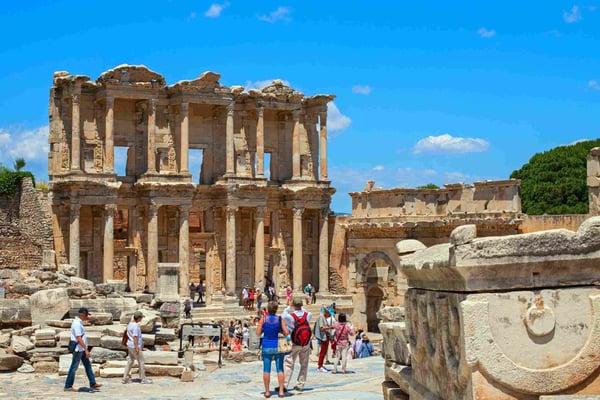 tourists visit ruins of Ephesus in istanbul