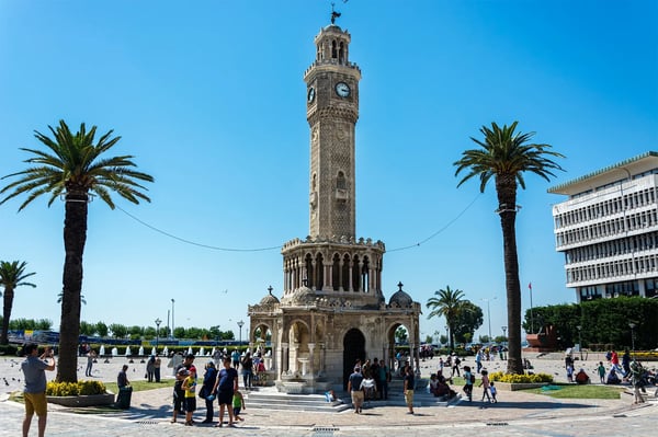 tower is built in the ottoman architectural style symbol of izmir
