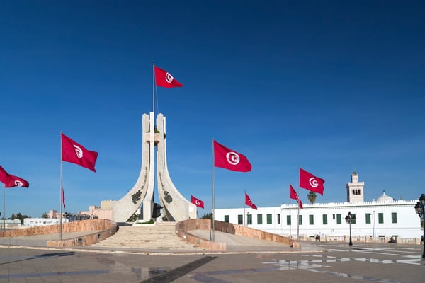 tunis tunisia december public square of tunis national monument and city hall tunisi