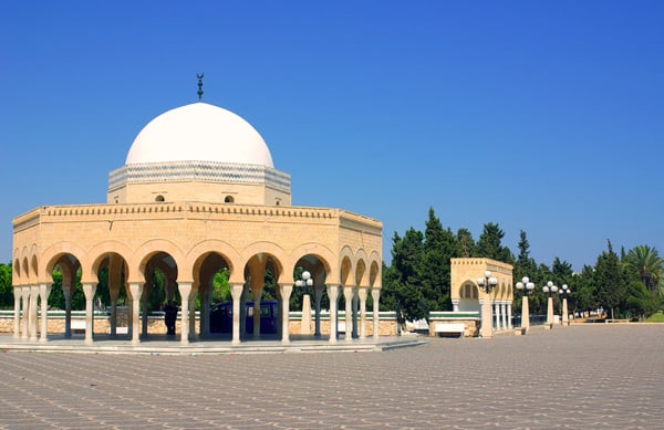 tunisia the gallery in the complex bourguiba mausoleum monastir in summer day