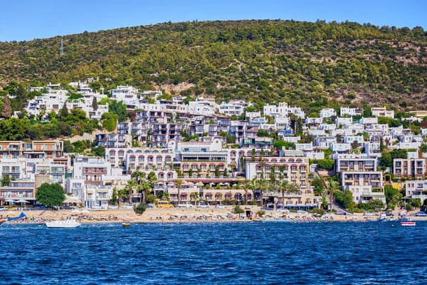 turquoise water near beach on aegean coast sea turkish resort bodrum turkey