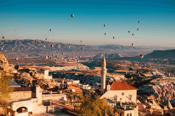 uchisar town and goreme valley in cappadocia
