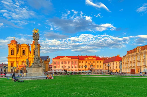 union square piata unirii one of the most beautiful squares of timisoara romania