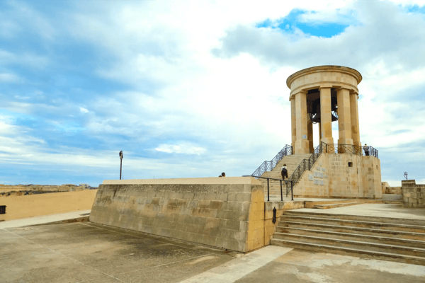 valletta malta view of the bell tower of siege bell memorial in valletta malta