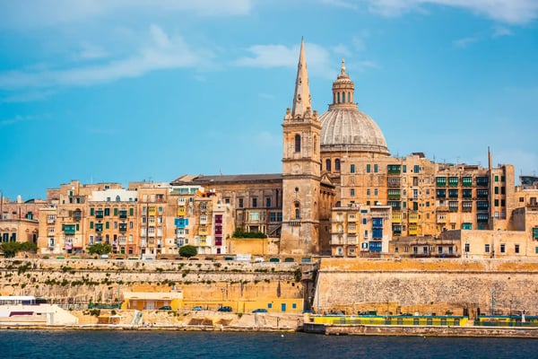 valletta with the st pauls cathedral and charmelite church malta 