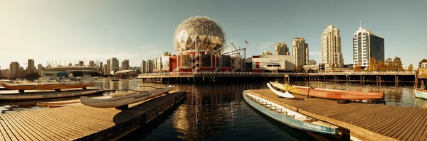 vancouver bc science world at waterfront of false creek on in vancouver canada 