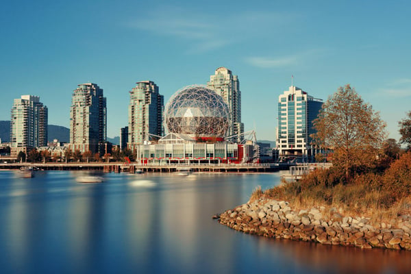 vancouver urban architecture at sunset