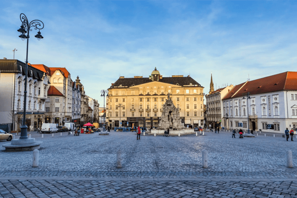 vegetable market and parnas fountain brno moravia czech republic europe