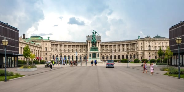 vienna austria public square and gardens in front of the old imperial hofburg