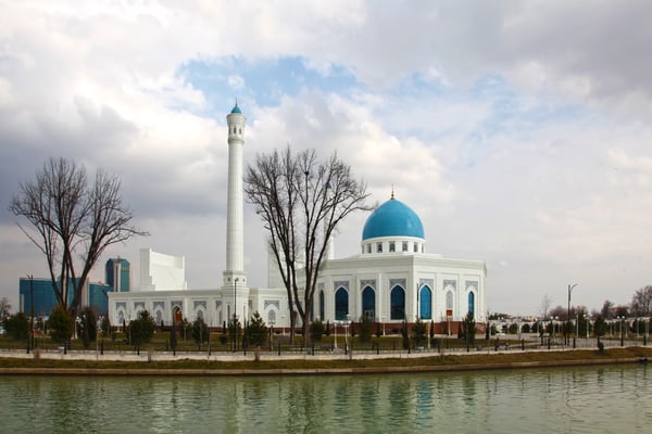 view at white mosque in tashkent uzbekistan