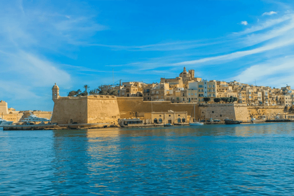 view from the boat on picturesque gulf and three cities malta
