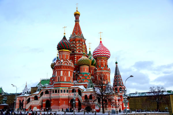 view of St Basils Cathedral in moscow russia