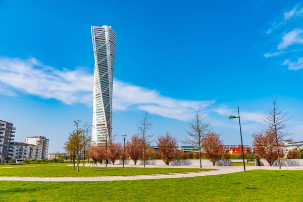 view of a landmark of swedish city malmo