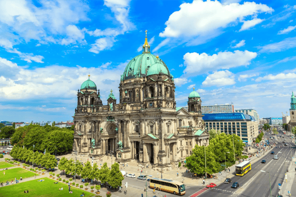 view of berlin cathedral in berlin in beautuful summer day