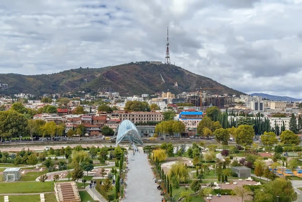 view of rike park and tbilisi city center georgia