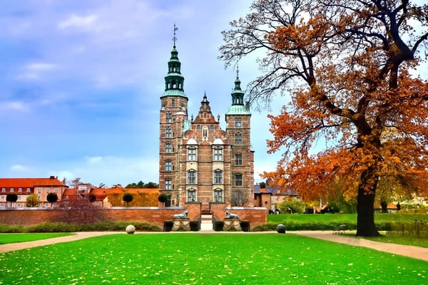 view of rosenborg castle from the front gardens during autumn copenhagen denmark