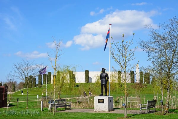 view of the armed forces memorial with the military police memorial in the foreground national