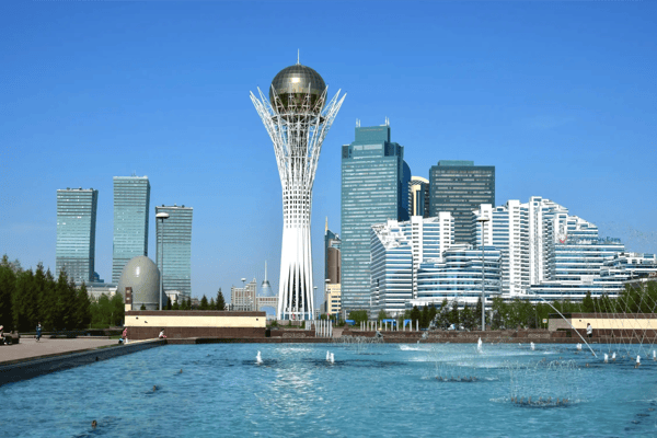 view of the baiterek tower in astana capital of kazakhstan