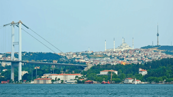 view of the bosphorus bridge in istanbul turkey 
