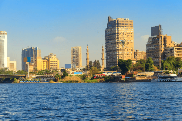 view of the cairo city and nile river in egypt 