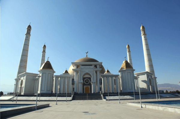 view of the grand mosque ashgabat turkmenistan