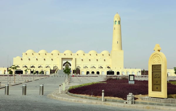view of the newly contructed state mosque in doha qatar arabia