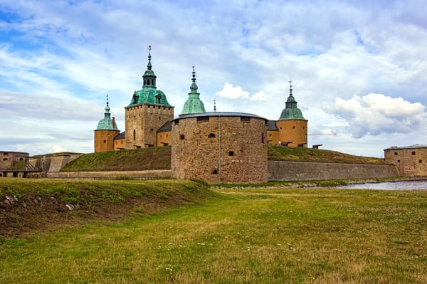 view of the outer front of the old castle in kalmar a town on the swedish baltic coa