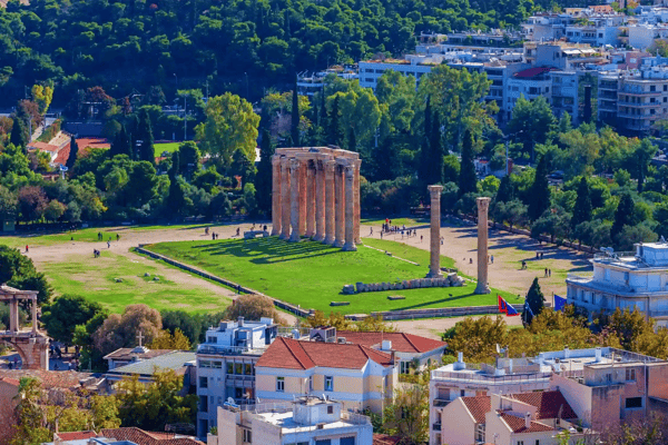 view on the temple of olympian zeus athens