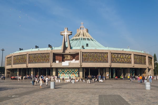 villa of guadalupe mexico pilgrims launch colored balloons into the sky