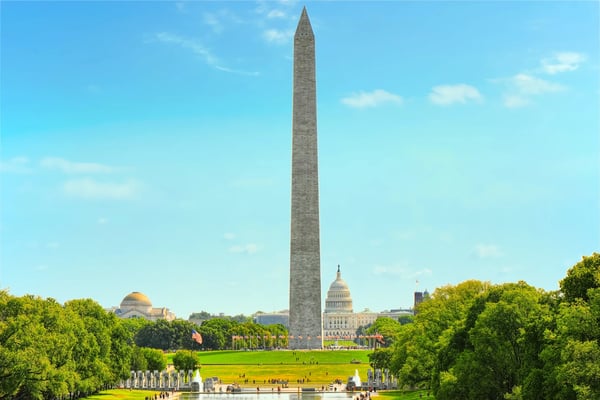 washington monument lincoln memorial reflecting pool and world war ii memorial on national mall