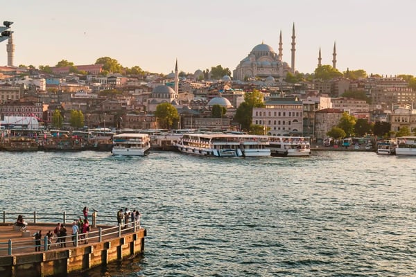 western part of istanbul panorama during evening 