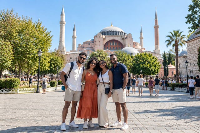 A Group At Hagia Sophia In Istanbul