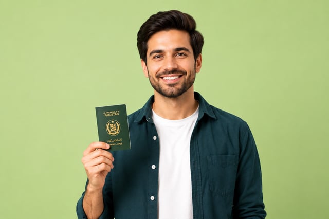 A Pakistani Man Holding His Passport
