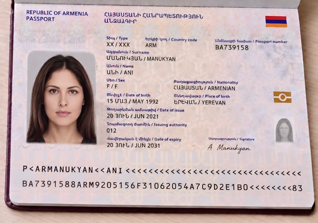 Armenia Passport Bio Page