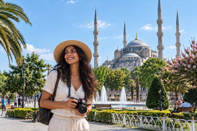 Bangladeshi Traveller At Blue Mosque In Turkey