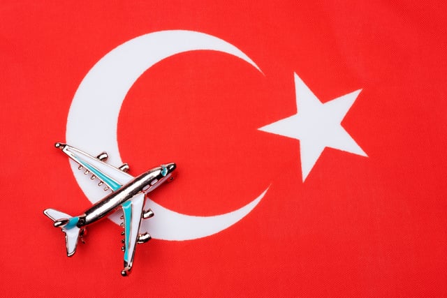 Flag Of Turkey With A Toy Plane